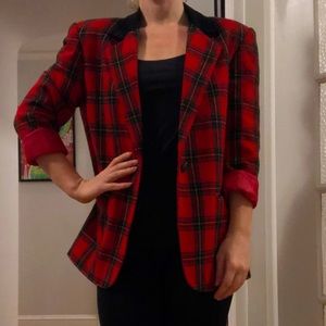Vintage Red Plaid Blazer